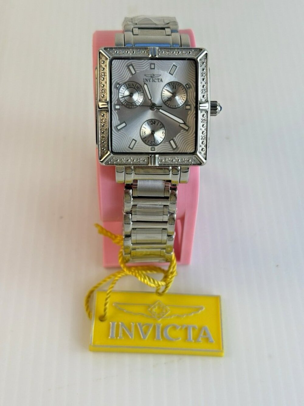Invicta Wildflower 5377 Women's Diamond Square Multifunction watch Silver NWT